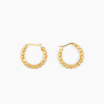 gold hoop earrings with faceted bead tex