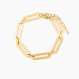 chunky gold bracelet with bold rectangular links