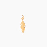Golden feather pendant on a white background