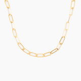 gold paperclip chain necklace in stainless steel, minimalist and elegant design