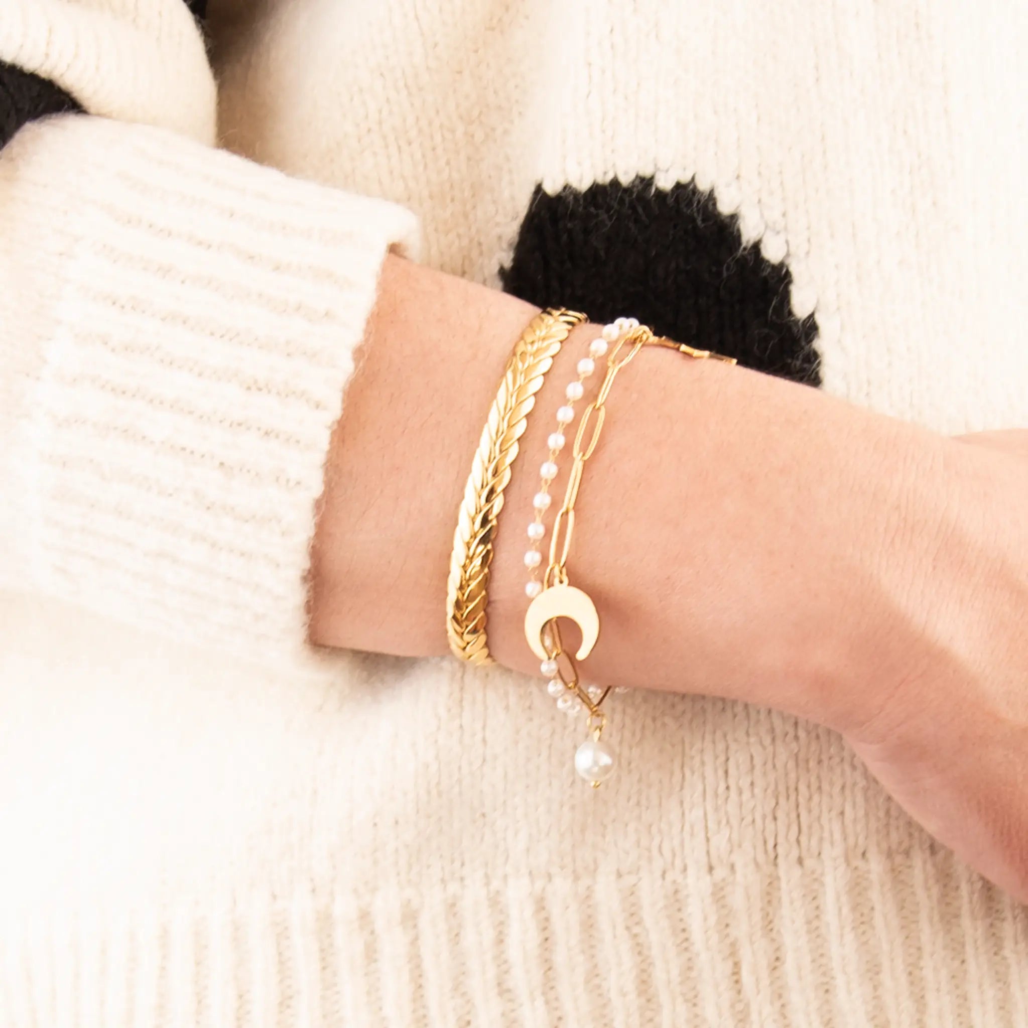 Golden moon set on a natural background