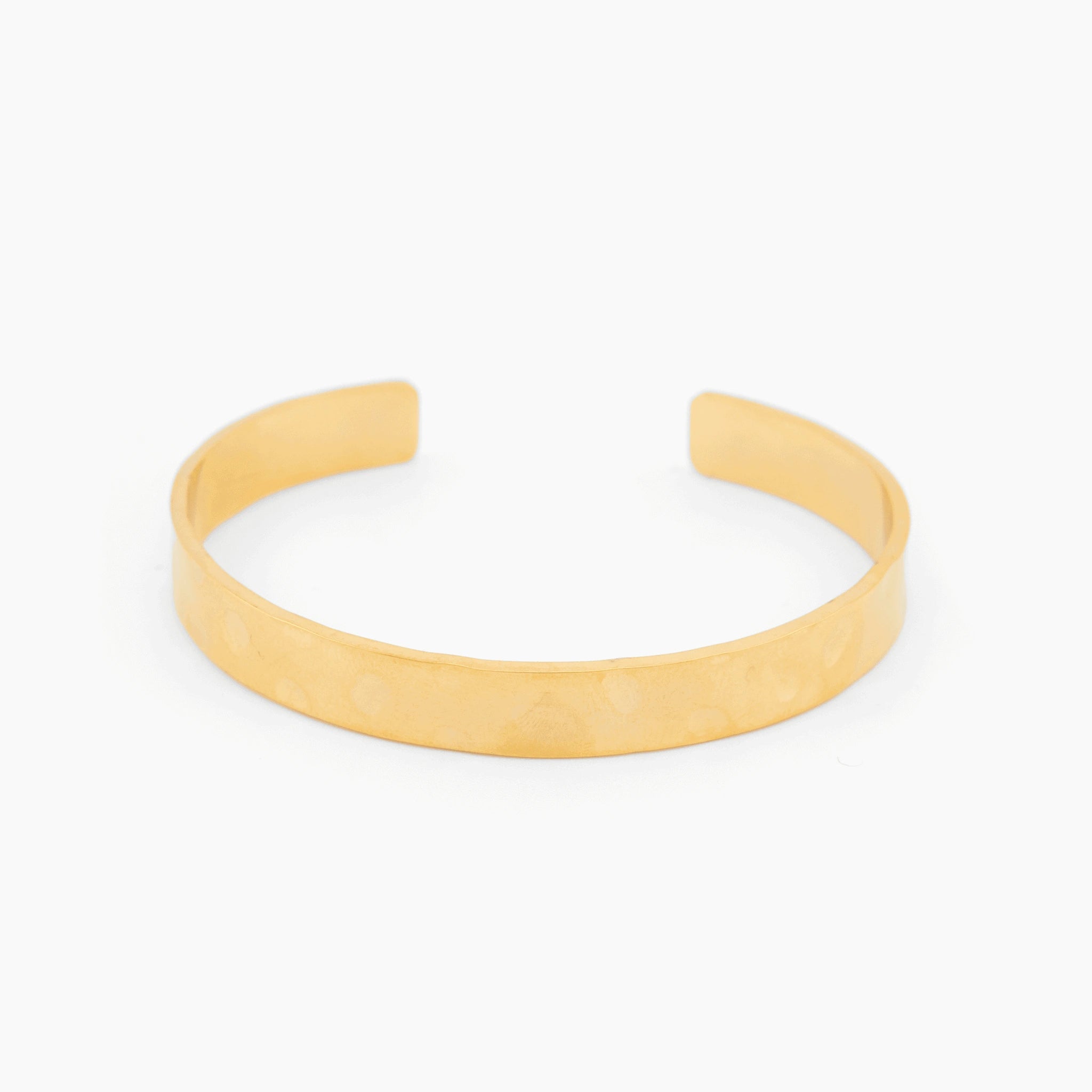 gold hammered cuff bracelet with open design