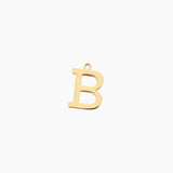 Gold letter B initial charm pendant for personalized jewelry, on a white background