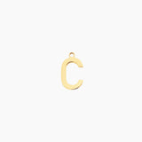 Gold letter C initial charm pendant for personalized jewelry, on a white background