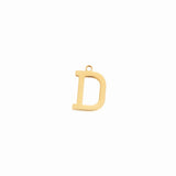 Gold letter D initial charm pendant for personalized jewelry, on a white background