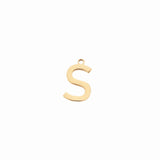 Gold letter S initial charm pendant for personalized jewelry, on a white background