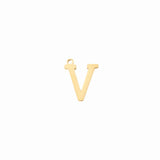 Gold letter V initial charm pendant for personalized jewelry, on a white background