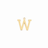 Gold letter W initial charm pendant for personalized jewelry, on a white background