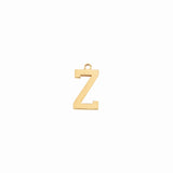 Gold letter Z initial charm pendant for personalized jewelry, on a white background