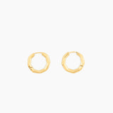octagon shaped gold hoop earrings with polished finish