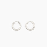 silver octagon shaped hoop earrings with polished finish