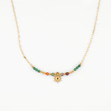 sun charm beaded necklace in stainless steel with colorful stones, joyful and water-resistant design