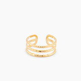 textured triple band gold ring hammered finish stainless steel stylish