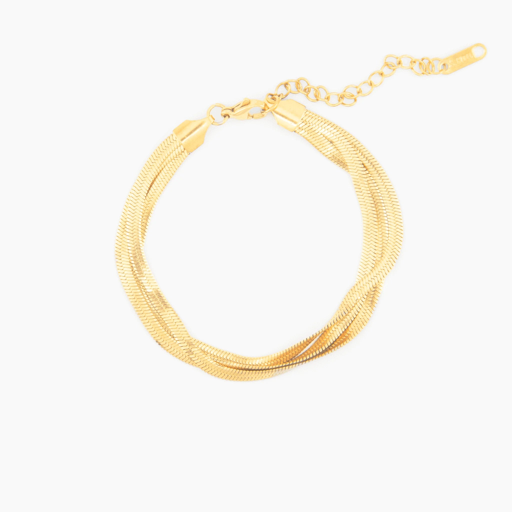 triple herringbone chain bracelet in gold stainless steel