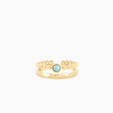 gold ring with turquoise stone textured detail waterproof stainless steel